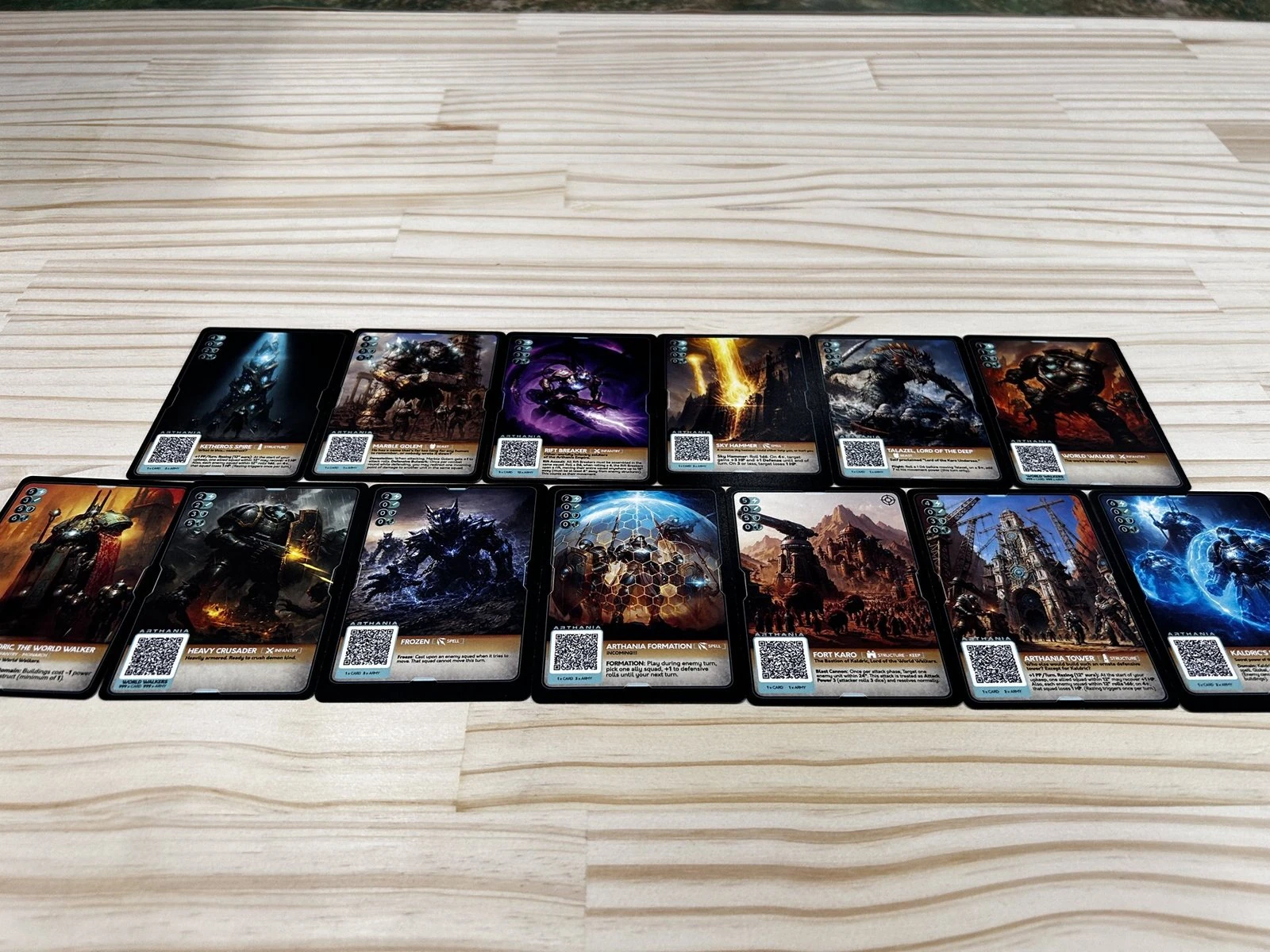 Warshard full deck spread showing unit and structure cards