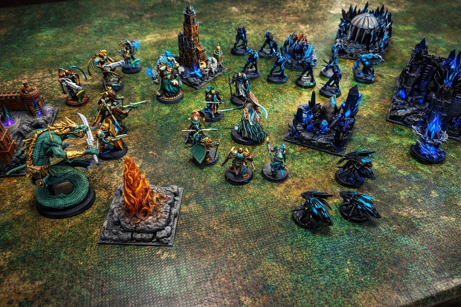 Warshard battlefield with armies, terrain, castles, and structures