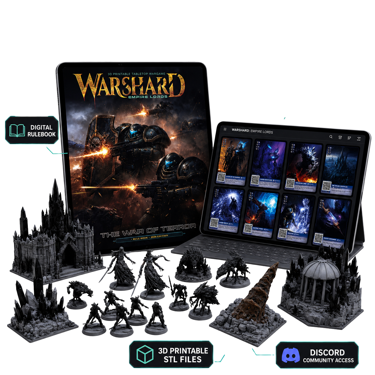 Warshard: Empire Lords Digital Edition with STL files, digital rulebook, and digital cards